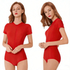 Women's Zipper Front One-Piece Swimsuit Stretchy Slim Fit Bathing Suit for Beach