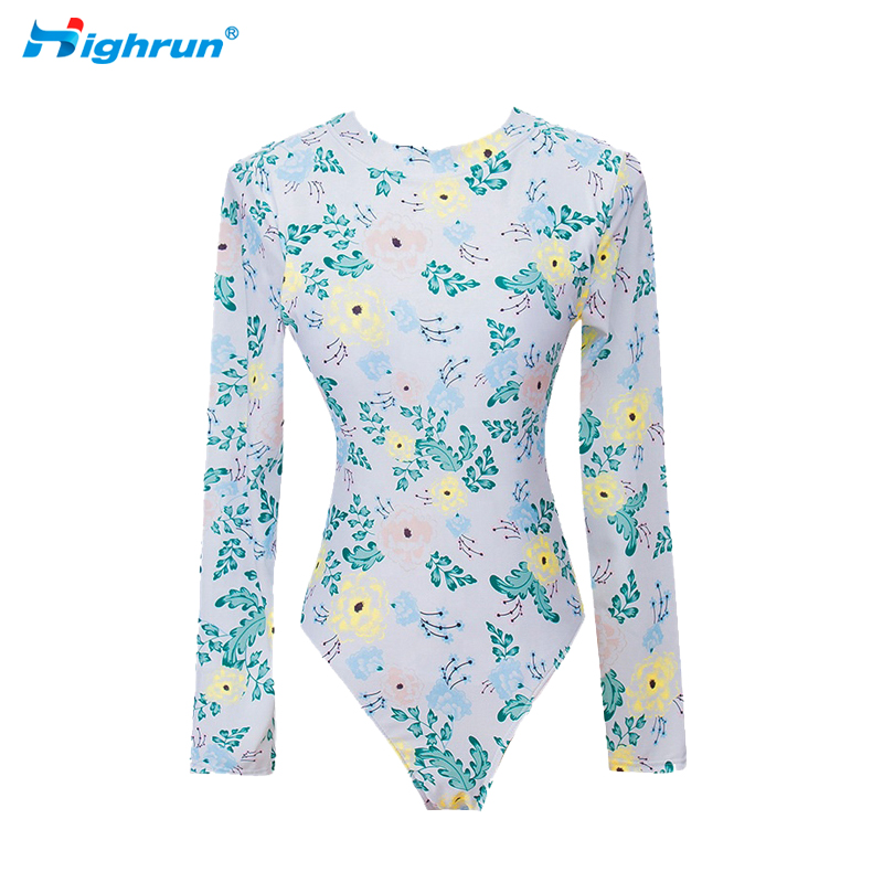  Women Full Sleeve Compression UV Protection Rash Guard Swim Beach Wear Spandex Shirt with OEM Sublimated logo