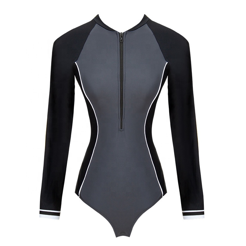 European Style Custom Women Long Sleeves Rash Guards Sports Racing Swimsuit Swimwear Surfing Beachwear