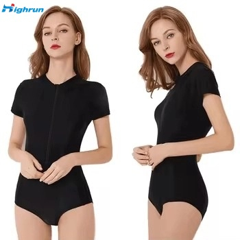 Women's Zipper Front One-Piece Swimsuit Stretchy Slim Fit Bathing Suit for Beach