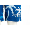 Men's Blue Palm Tree Print Beach Board Shorts Casual Lightweight Breathable Swim Trunks