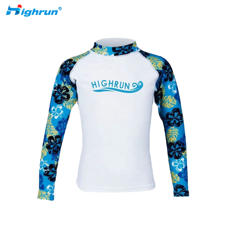New Unisex Toddler Breathable Rash Guard Custom Style Beachwear Children Flower Print Cute Surf Rash Guard Shirts