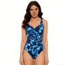 Women's Tie-Dye One-Piece Swimsuit Fashion V-Neck Slim Fit Bathing Suit for Beach Pool