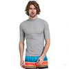 Men's Short Sleeve Lightweight Breathable Rash Guard High Neck UV Protection Swim Shirt