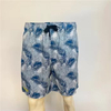 Men's Summer Casual Blue Pattern Beach Shorts Lightweight Quick Dry Swim Trunks for Vacation
