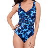 Women's Tie-Dye One-Piece Swimsuit Fashion V-Neck Slim Fit Bathing Suit for Beach Pool