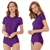 Women's Zipper Front One-Piece Swimsuit Stretchy Slim Fit Bathing Suit for Beach