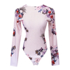 New Design Anti UV Hollow Out One Piece Sexy Floral Swimwear Long Sleeve Women Beautiful Rash Guard Sun Protection Swim Suit