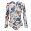 European Style Custom Women Long Sleeves Rash Guards Sports Racing Swimsuit Swimwear Surfing Beachwear
