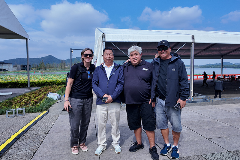 Group photo with IWWF Ski Federation Chairman and Chinese Water Skiing Coach