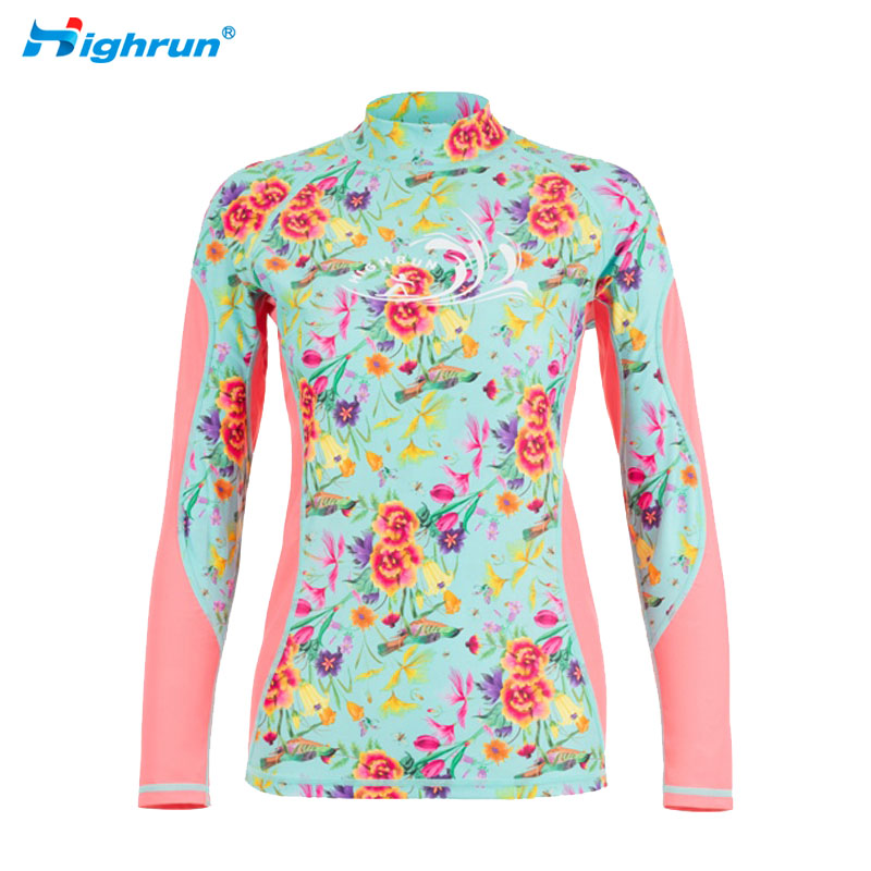OEM High Impact Custom Sublimation Design & Logo Long Sleeve Women Rash Guard with UV Protection Breathable Rash Guards 