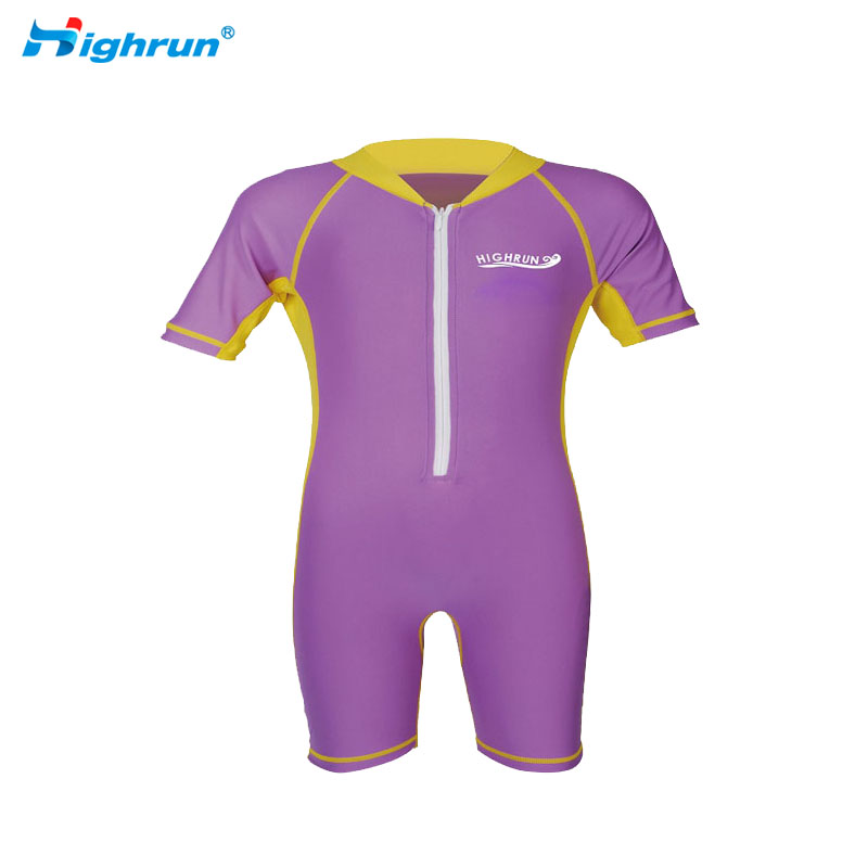 Kid's Short Sleeve Surf Rash Guard Nylon Spandex Fabric Swimsuit Children UPF50+ Sun Protection Rash Guard