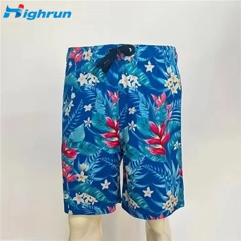 Men's Summer Casual Blue Pattern Beach Shorts Lightweight Quick Dry Swim Trunks for Vacation