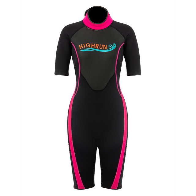 High Quality 3mm Plain Spear Fishing Wetsuit Smooth Skin Neoprene Colored Wetsuit Women Short Sleeve Diving Suit