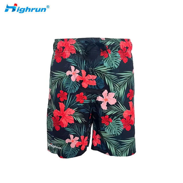  4 Way Stretch Sublimation Printed Polyester Beach Shorts Women/ Mens Modest Swimsuit Pants Trunks for Summer