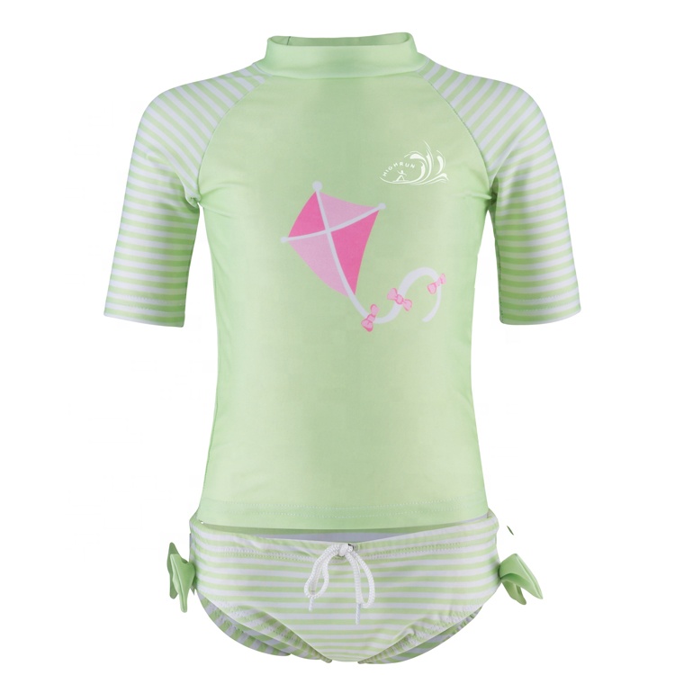 Customized Girl Kids Short Sleeve Anti-UV UPF50+ Rash Guard Beachwear Breathable Spandex/polyester Rash Guards