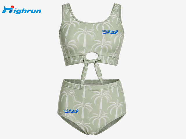 New Style Beach Wear Sublimated Floral Print Front Swimming Suit Breathable Oem Swim Fitness High Quality Conservative 2 Piece