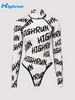 One-Piece Swimsuit with Print Design Spandex/Nylon Material Front Logo Eco-Friendly & Anti-UV Protection